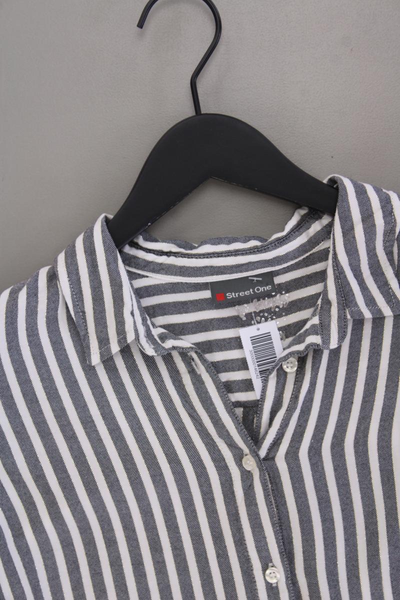 Street One Langarmbluse Gr. 38 gestreift mit Glitzer grau aus Viskose