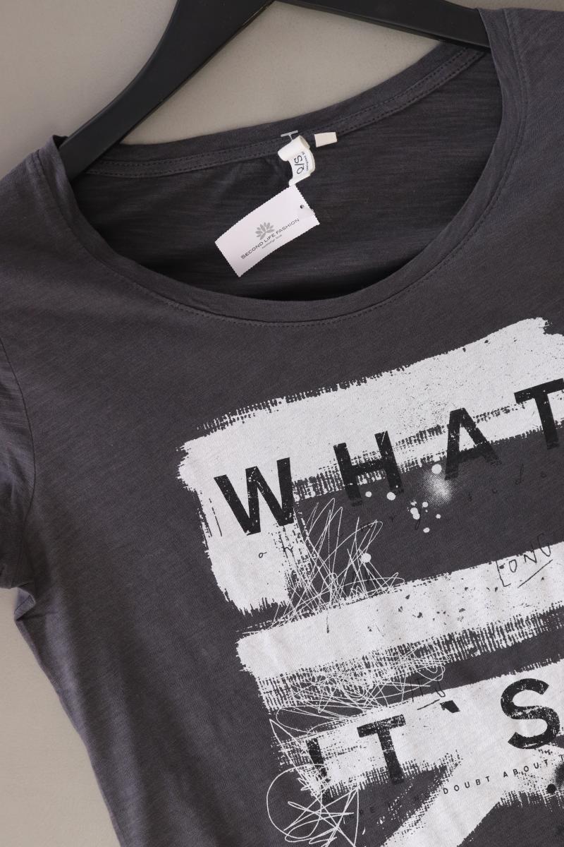 QS by s.Oliver Printshirt Gr. XS Kurzarm grau aus Baumwolle