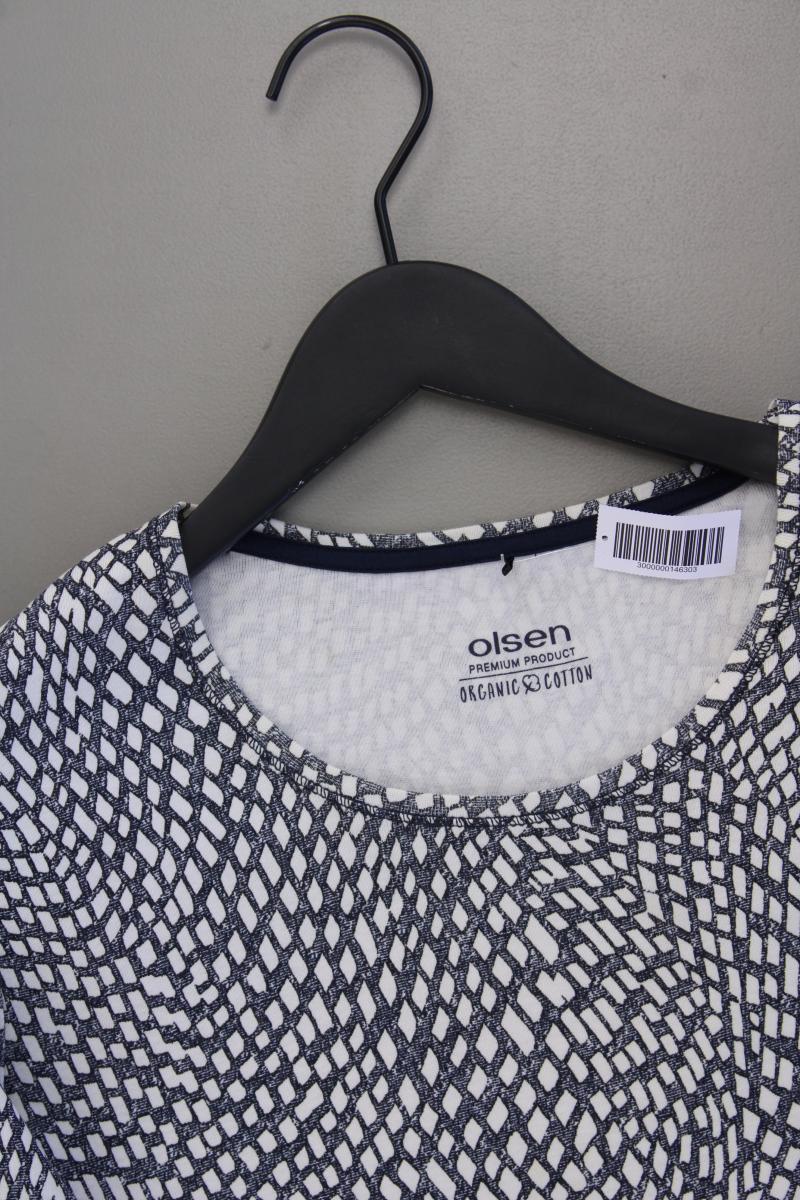 olsen Printshirt Gr. 44 geometrisches Muster neuwertig Kurzarm blau