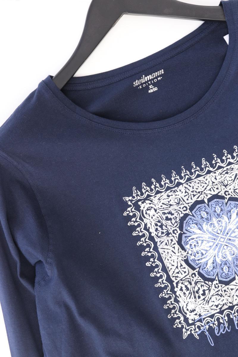 Steilmann Printshirt Gr. XL Langarm blau aus Baumwolle
