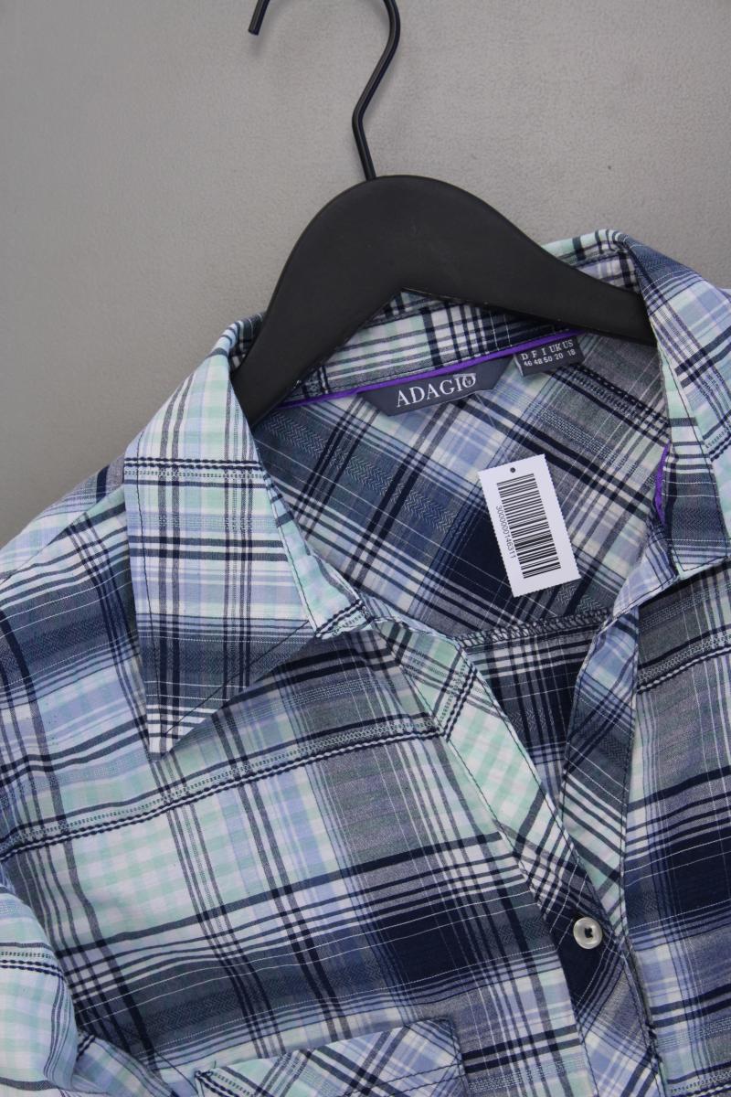 Adagio Karobluse Gr. 46 kariert 3/4 Ärmel blau aus Baumwolle