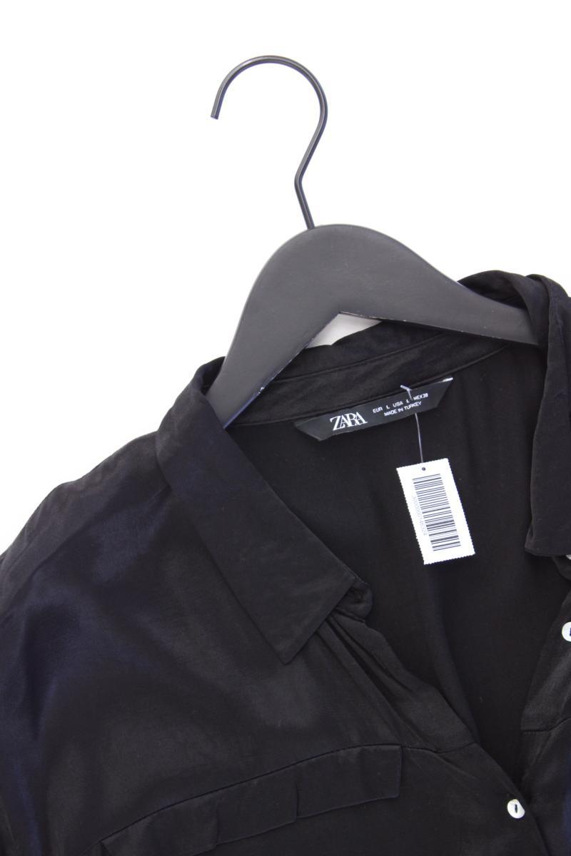 Zara Langarmbluse Gr. L schwarz aus Viskose