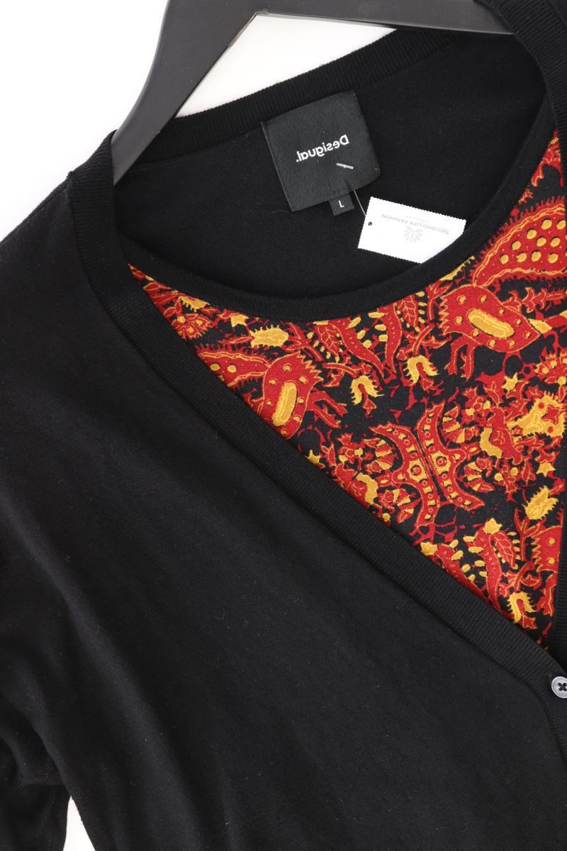 Desigual Strickjacke Gr. L Langarm schwarz aus Viskose