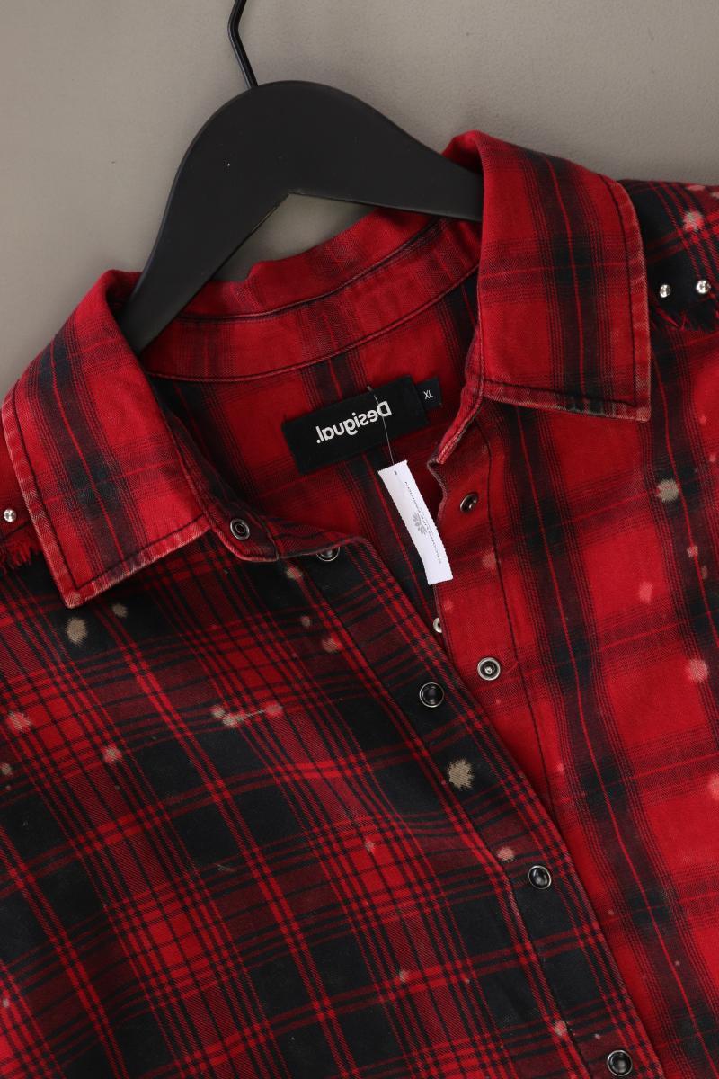 Desigual Karobluse Gr. XL kariert Langarm rot aus Baumwolle