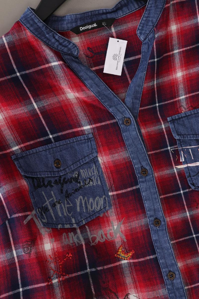 Desigual Karobluse Gr. XL kariert Langarm rot aus Baumwolle