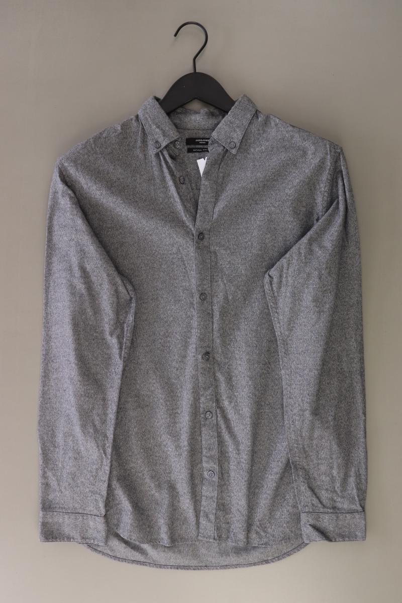 Jack & Jones Langarmhemd für Herren Gr. M grau aus Baumwolle