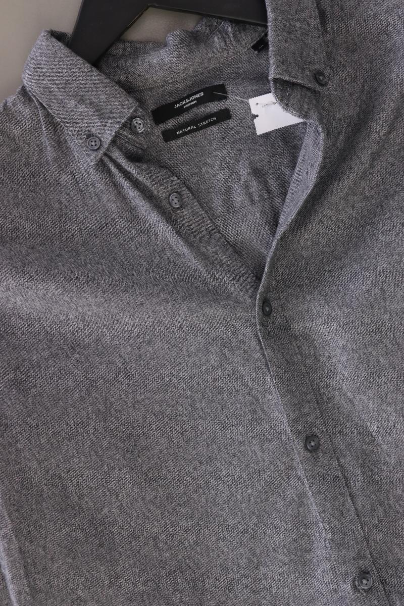 Jack & Jones Langarmhemd für Herren Gr. M grau aus Baumwolle