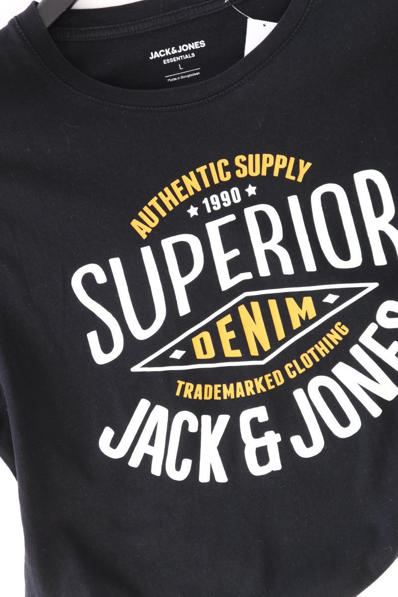Jack & Jones Printshirt für Herren Gr. L Kurzarm schwarz aus Baumwolle