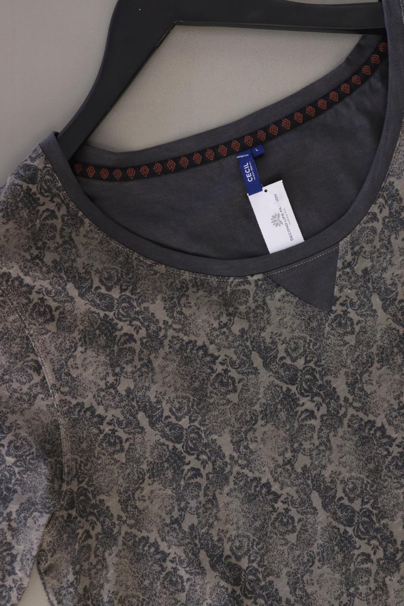 Cecil Printshirt Gr. L Kurzarm grau aus Baumwolle