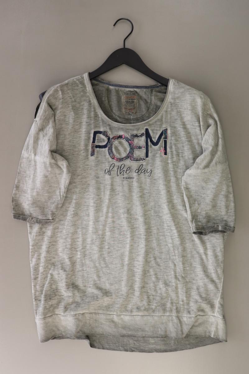 s'questo T-Shirt Gr. 42 Kurzarm mit Pailletten grau aus Baumwolle