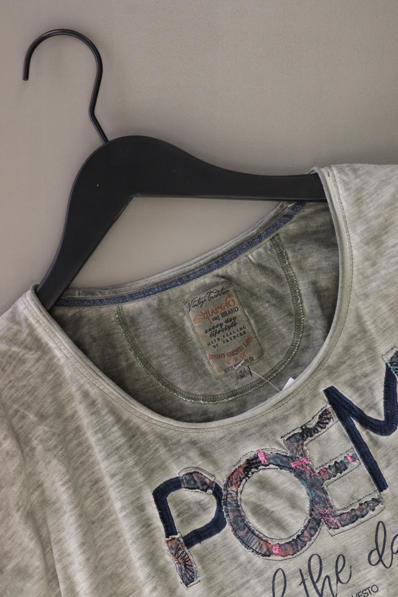 s'questo T-Shirt Gr. 42 Kurzarm mit Pailletten grau aus Baumwolle