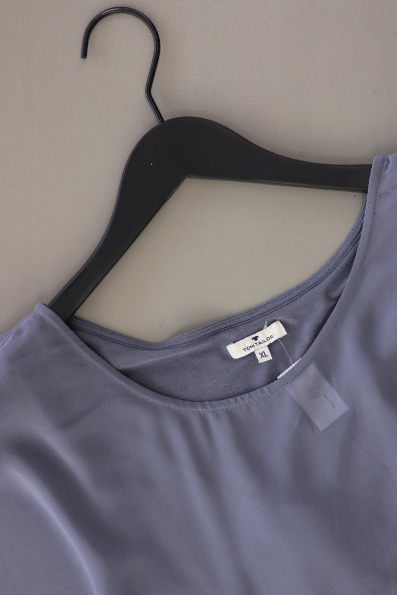 Tom Tailor Kurzarmbluse Gr. XL blau aus Viskose