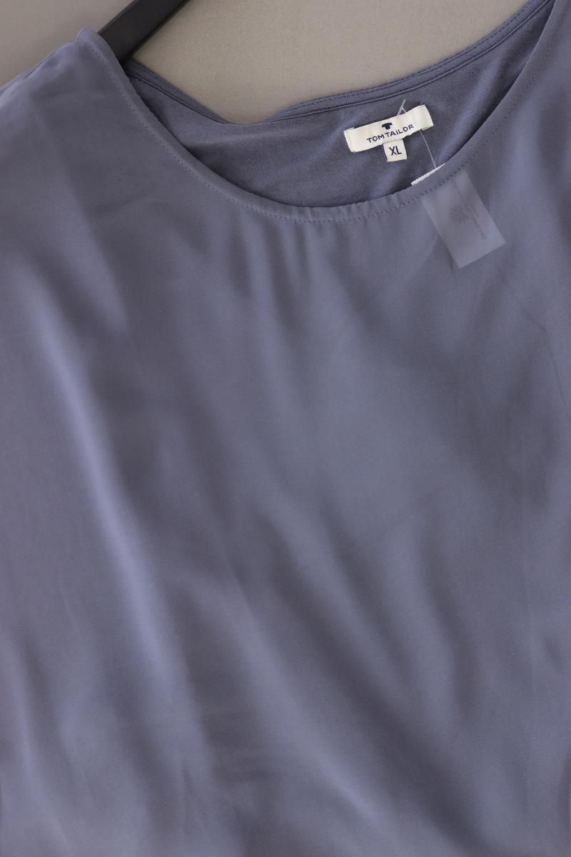 Tom Tailor Kurzarmbluse Gr. XL blau aus Viskose