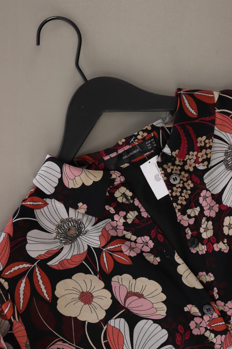 Hallhuber Langarmkleid Gr. 40 mit Blumenmuster schwarz aus Polyester