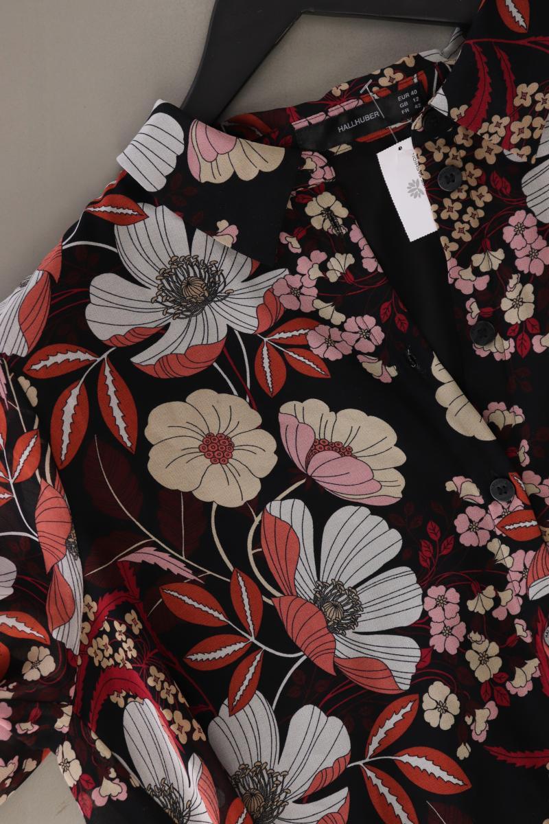 Hallhuber Langarmkleid Gr. 40 mit Blumenmuster schwarz aus Polyester