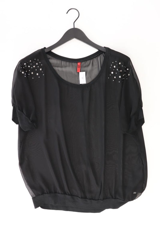 QS by s.Oliver Kurzarmbluse Gr. 44 mit Nieten schwarz aus Polyester