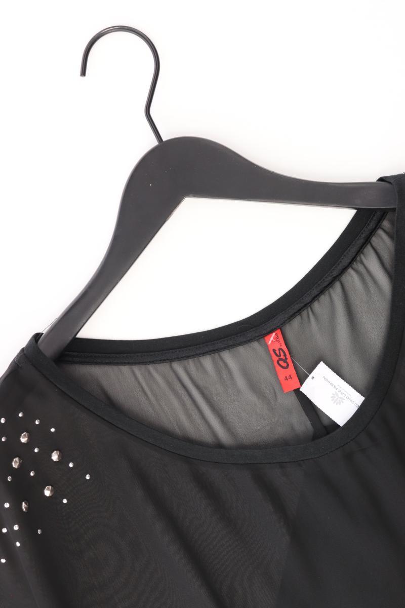 QS by s.Oliver Kurzarmbluse Gr. 44 mit Nieten schwarz aus Polyester
