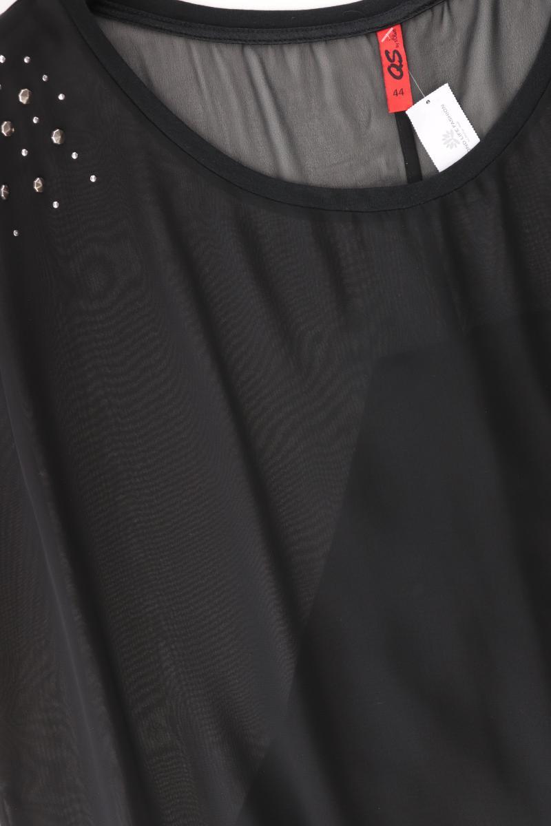 QS by s.Oliver Kurzarmbluse Gr. 44 mit Nieten schwarz aus Polyester