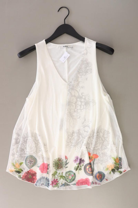 Desigual Ärmellose Bluse Gr. XL mit Blumenmuster weiß aus Polyester