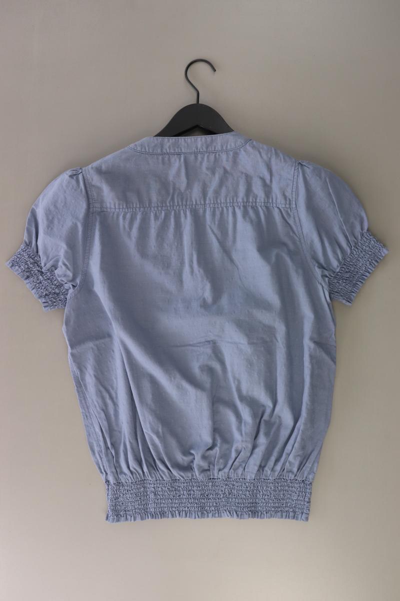 s.Oliver Rüschenbluse Gr. 44 Kurzarm blau aus Baumwolle