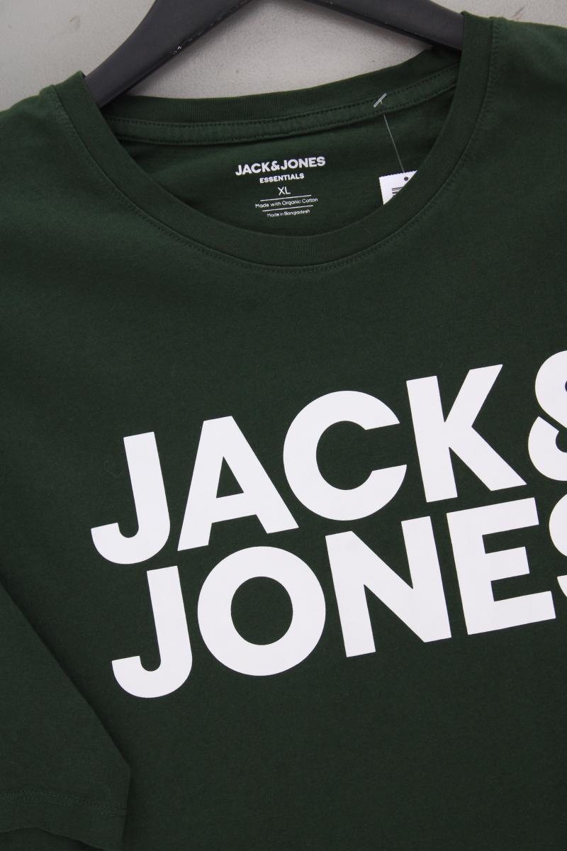 Jack & Jones Printshirt für Herren Gr. XL Kurzarm olivgrün aus Baumwolle