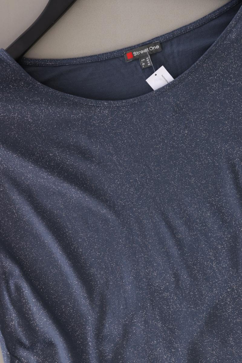 Street One T-Shirt Gr. 42 Kurzarm mit Glitzer blau aus Baumwolle