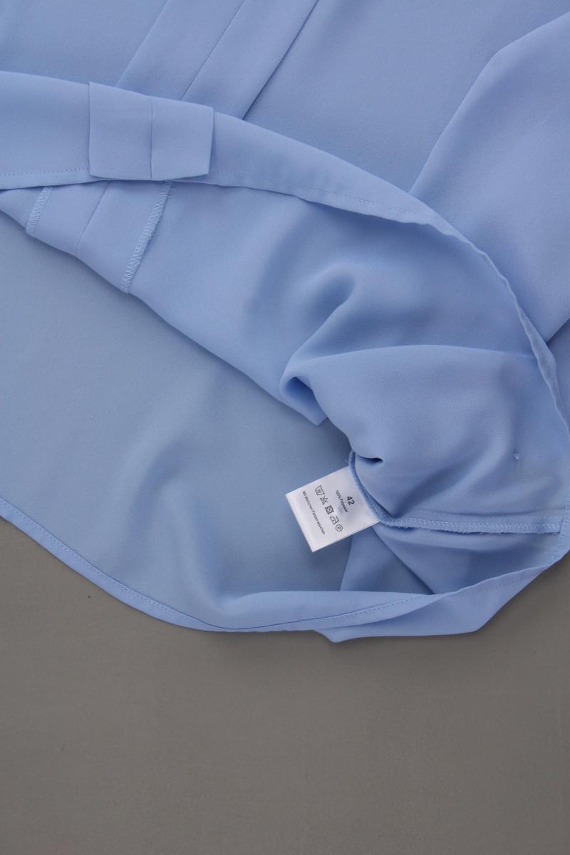 Eva Lutz Langarmbluse Gr. 42 blau aus Polyester
