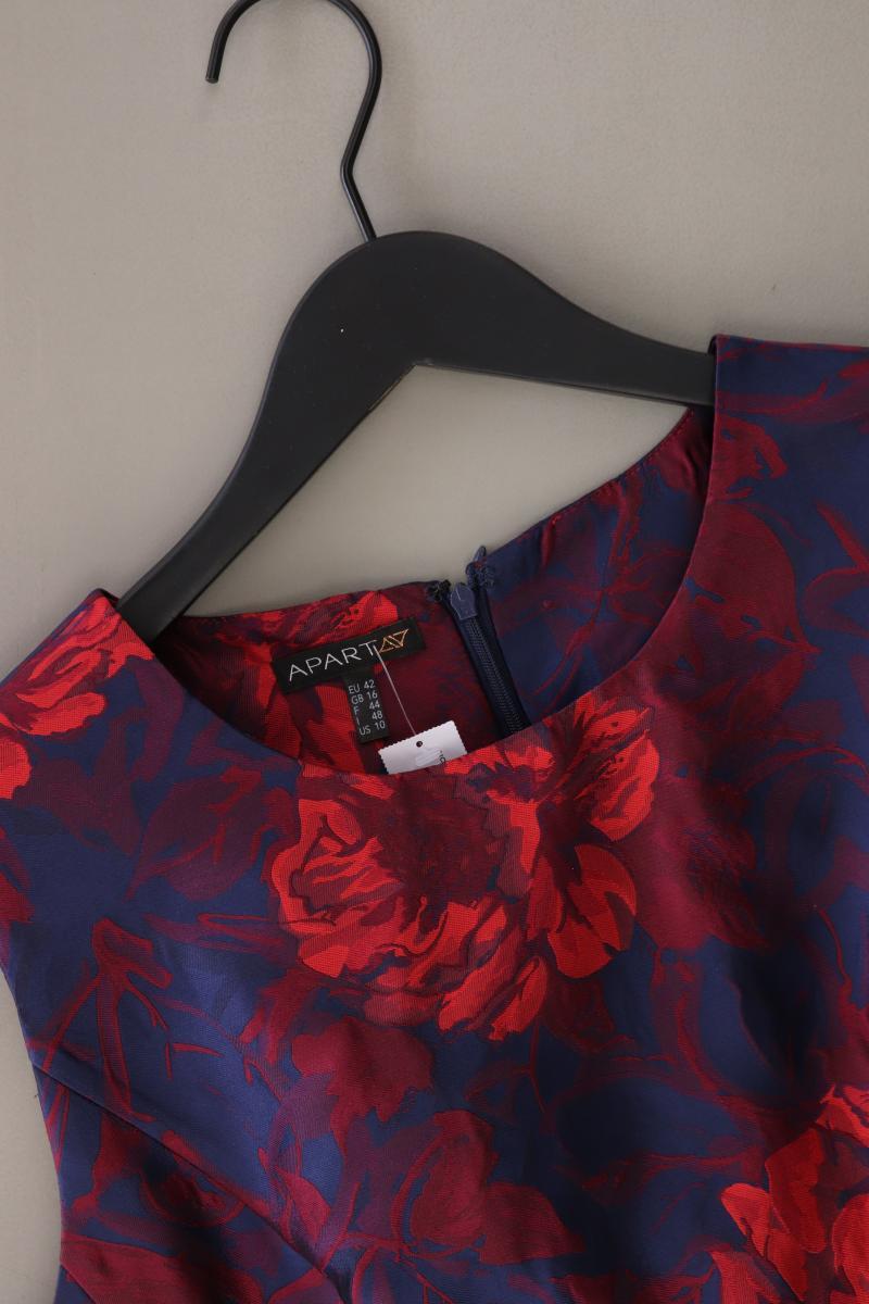 Apart Abendkleid Gr. 42 mit Blumenmuster Ärmellos blau aus Polyester