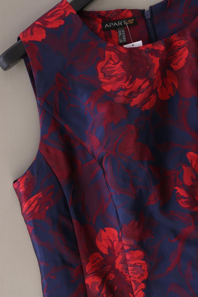 Apart Abendkleid Gr. 42 mit Blumenmuster Ärmellos blau aus Polyester