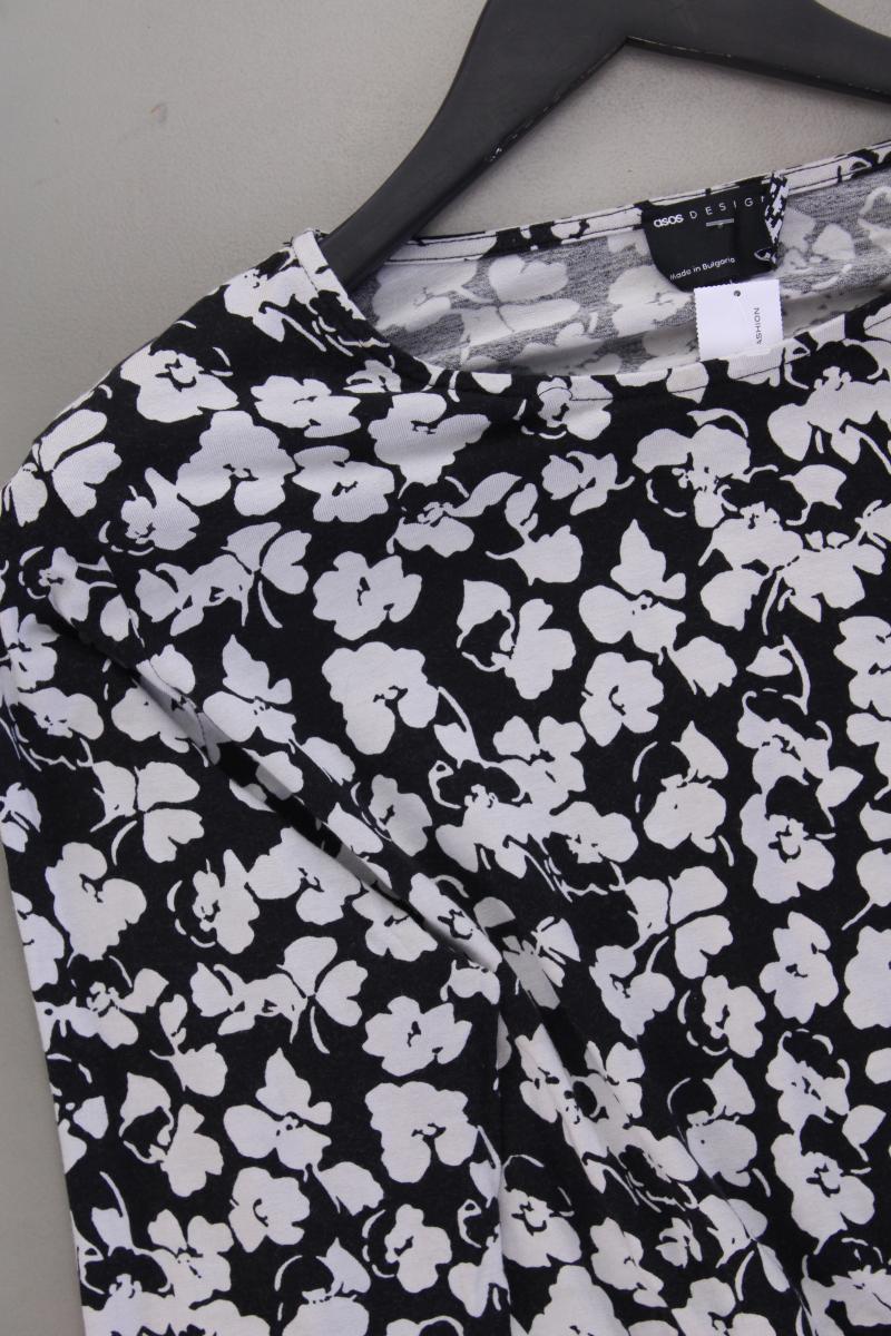 Asos Jerseykleid Gr. 44 mit Blumenmuster Langarm grau