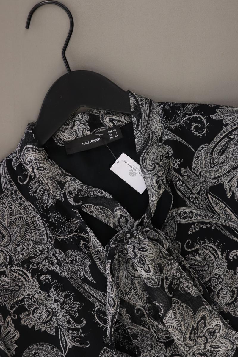 Hallhuber Langarmkleid Gr. 42 mit Paisleymuster grau aus Polyester