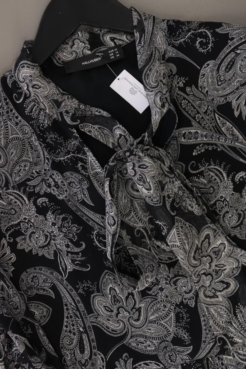 Hallhuber Langarmkleid Gr. 42 mit Paisleymuster grau aus Polyester