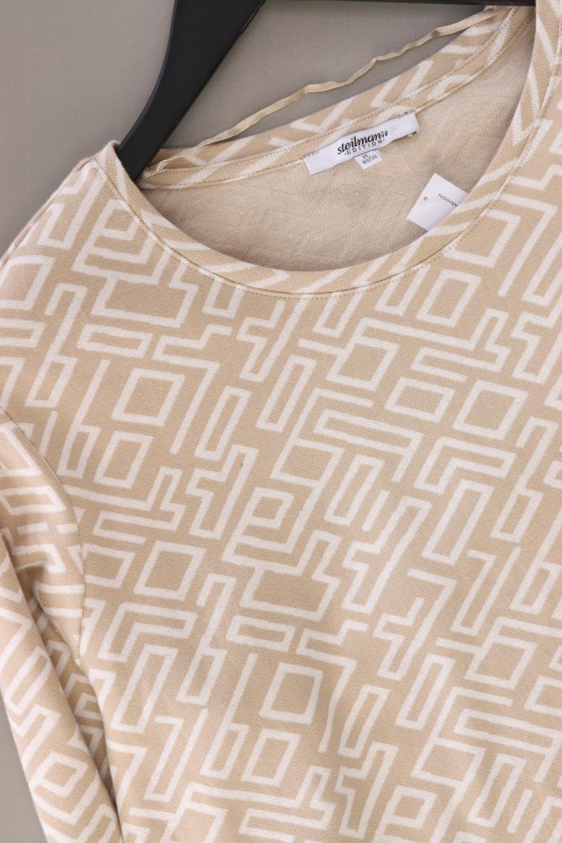 Steilmann Feinstrickpullover Gr. 48/50 geometrisches Muster creme aus Baumwolle