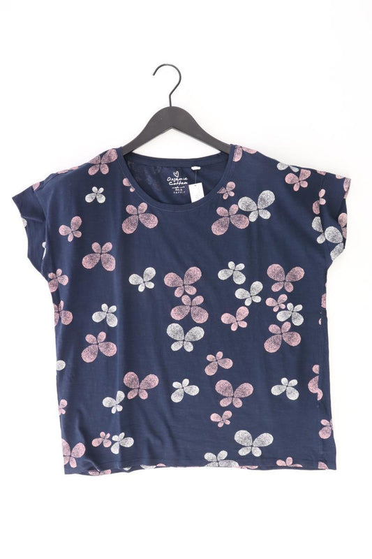 Esprit Printshirt Gr. XL mit Blumenmuster Kurzarm blau aus Baumwolle