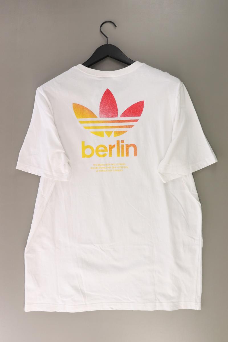 Adidas T-Shirt für Herren Gr. XL Kurzarm weiß aus Baumwolle