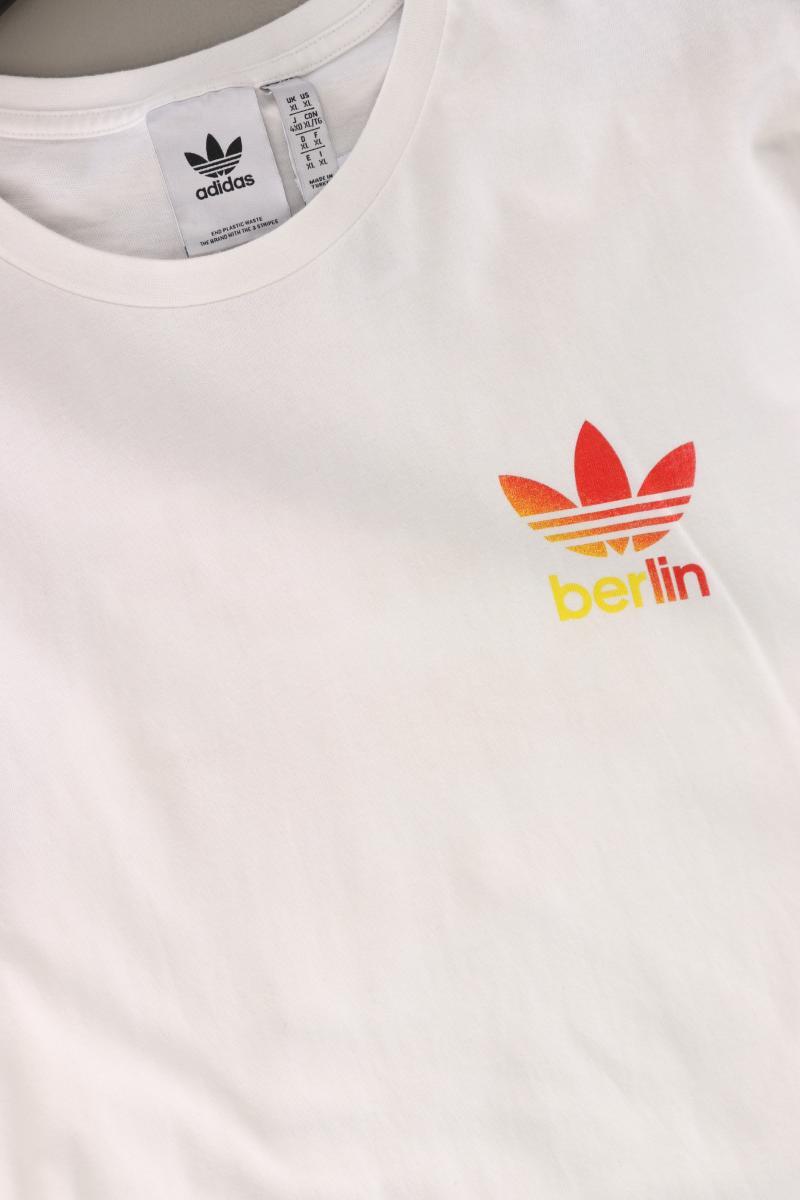 Adidas T-Shirt für Herren Gr. XL Kurzarm weiß aus Baumwolle