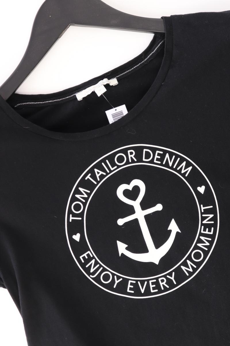 Tom Tailor (Denim) Printshirt Gr. S Kurzarm schwarz aus Baumwolle