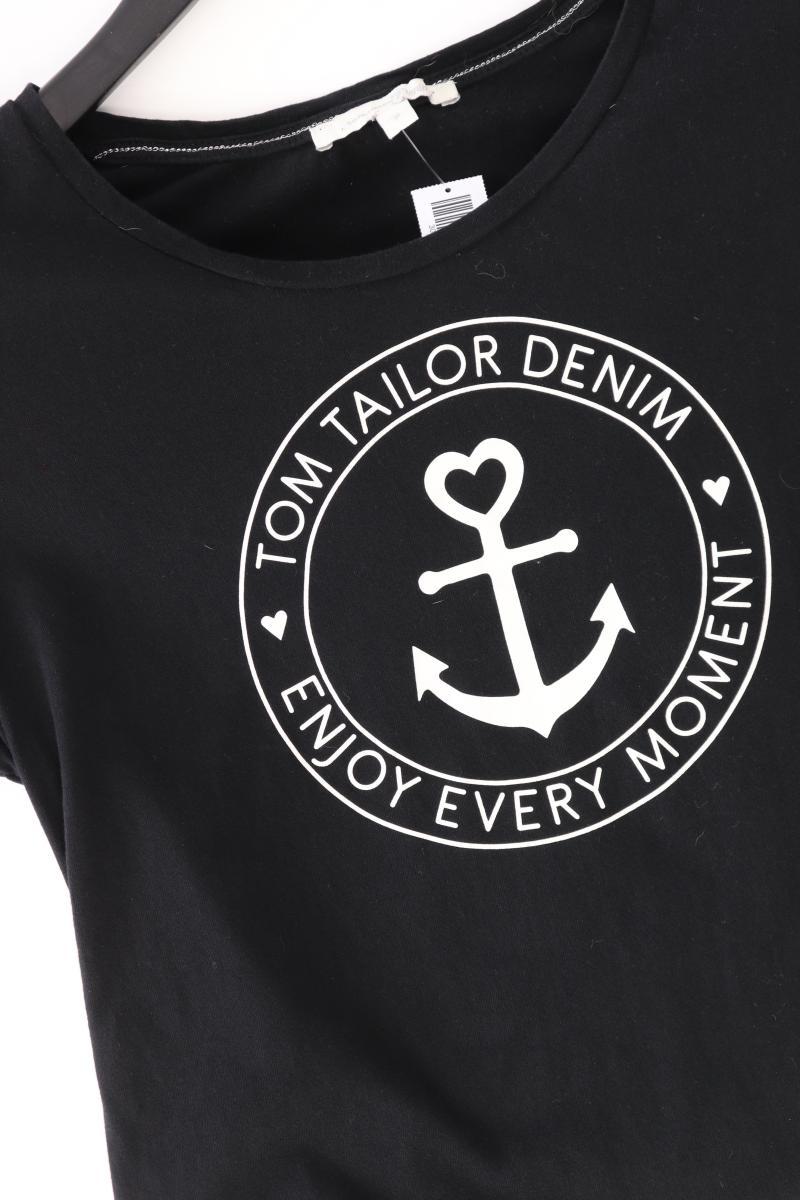 Tom Tailor (Denim) Printshirt Gr. S Kurzarm schwarz aus Baumwolle