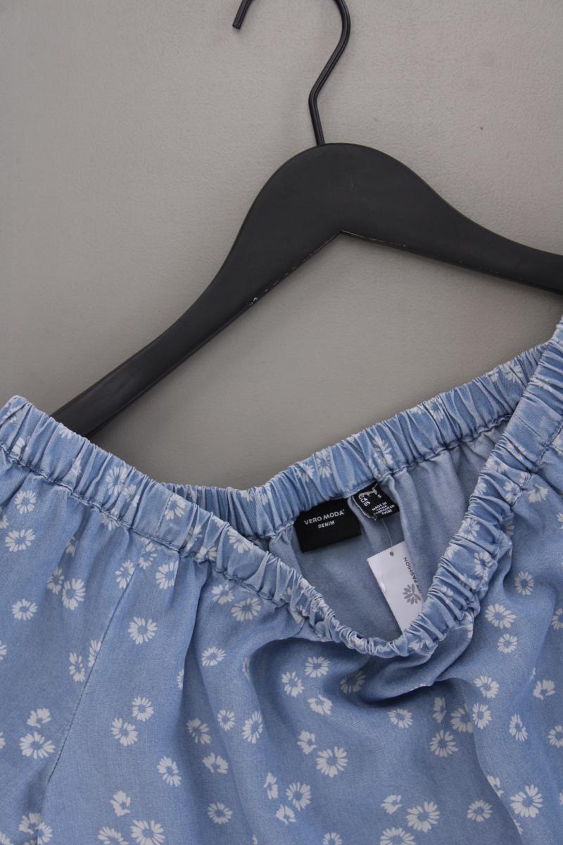 Vero Moda Carmenbluse Gr. S mit Blumenmuster neuwertig Kurzarm blau aus Lyocell