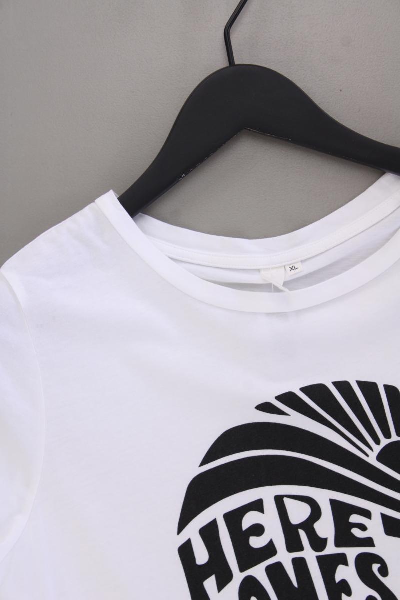 QS by s.Oliver Printshirt Gr. L Kurzarm weiß aus Baumwolle