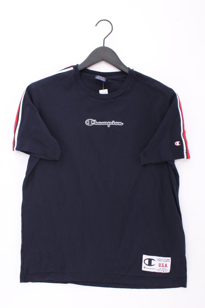 Champion T-Shirt für Herren Gr. M Kurzarm blau aus Baumwolle