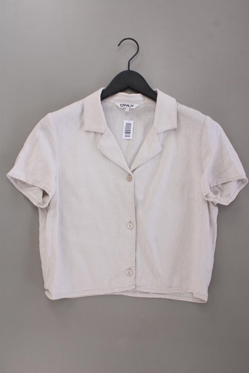 Only Bluse mit Leinen Gr. M Kurzarm creme