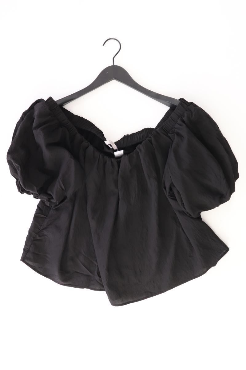 H&M Bluse Gr. XL Kurzarm mit Carmen-Ausschnitt schwarz