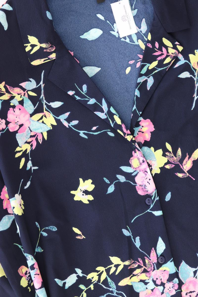 Vero Moda Kleid Gr. XL mit Blumenmuster mit Gürtel Langarm blau aus Polyester