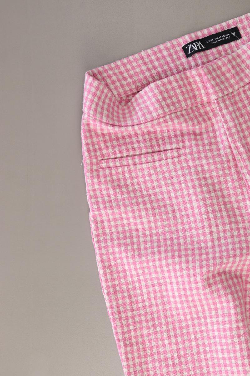 Zara Hose Gr. XS kariert rosa aus Baumwolle