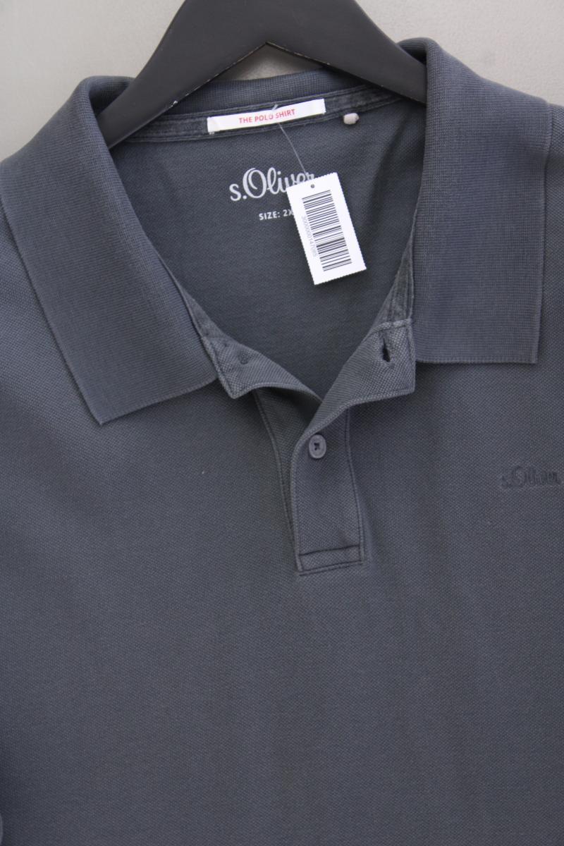 s.Oliver Poloshirt für Herren Gr. XXL Kurzarm grau aus Baumwolle