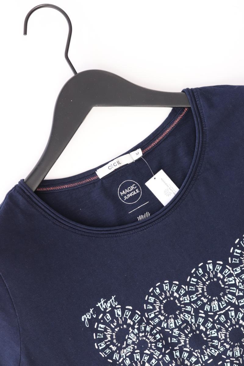 Cecil Printshirt Gr. M Kurzarm blau aus Baumwolle