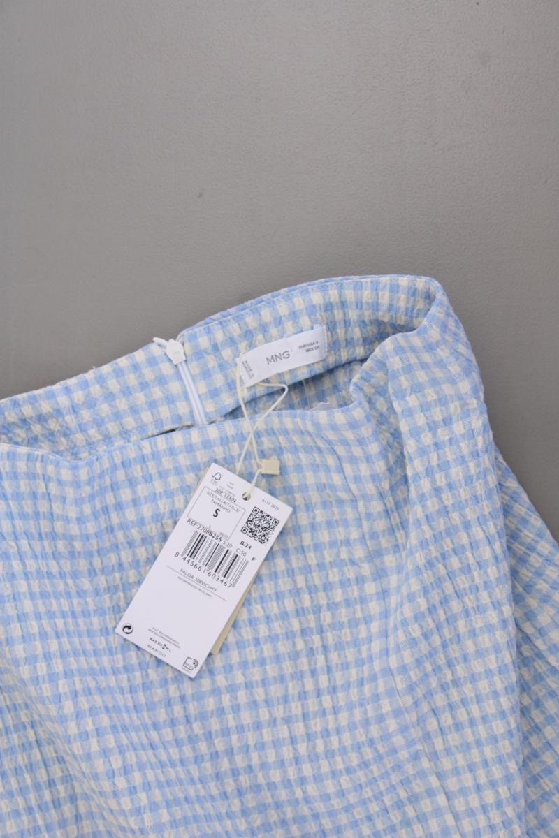 Mango Kurzer Rock Gr. S kariert neu mit Etikett blau aus Baumwolle