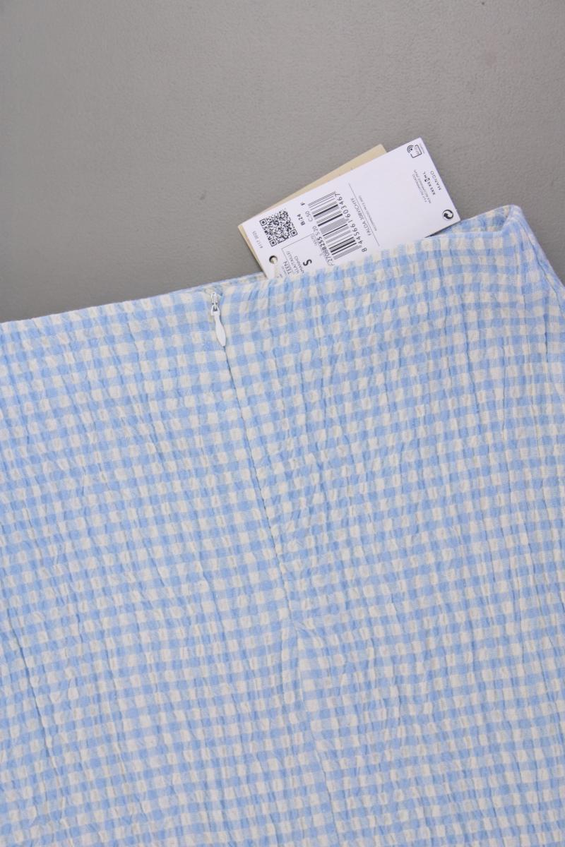 Mango Kurzer Rock Gr. S kariert neu mit Etikett blau aus Baumwolle