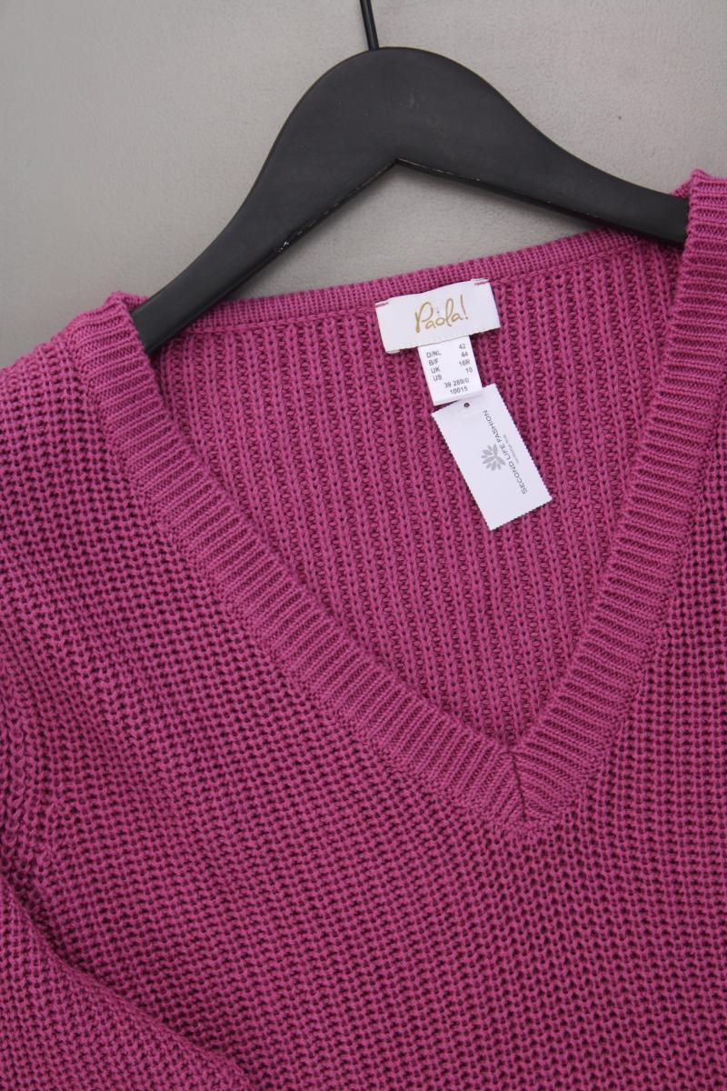 Paola Grobstrickpullover Gr. 42 neuwertig lila aus Polyacryl